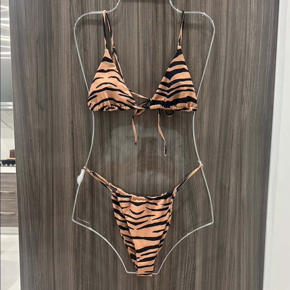 Skatie Tiger Stripe Bikini - Black and Tan